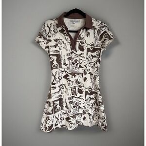 Urban Outfitters Brown and White Graphic Mini Dress